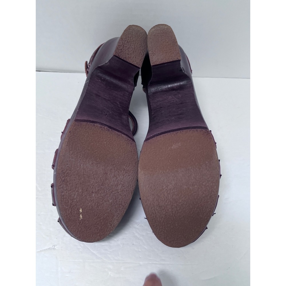 Swedish Hasbeens T-Strap Luxury Clogs Brown Leather Wood Heel Sandals (41) 9.5 - Picture 6 of 10